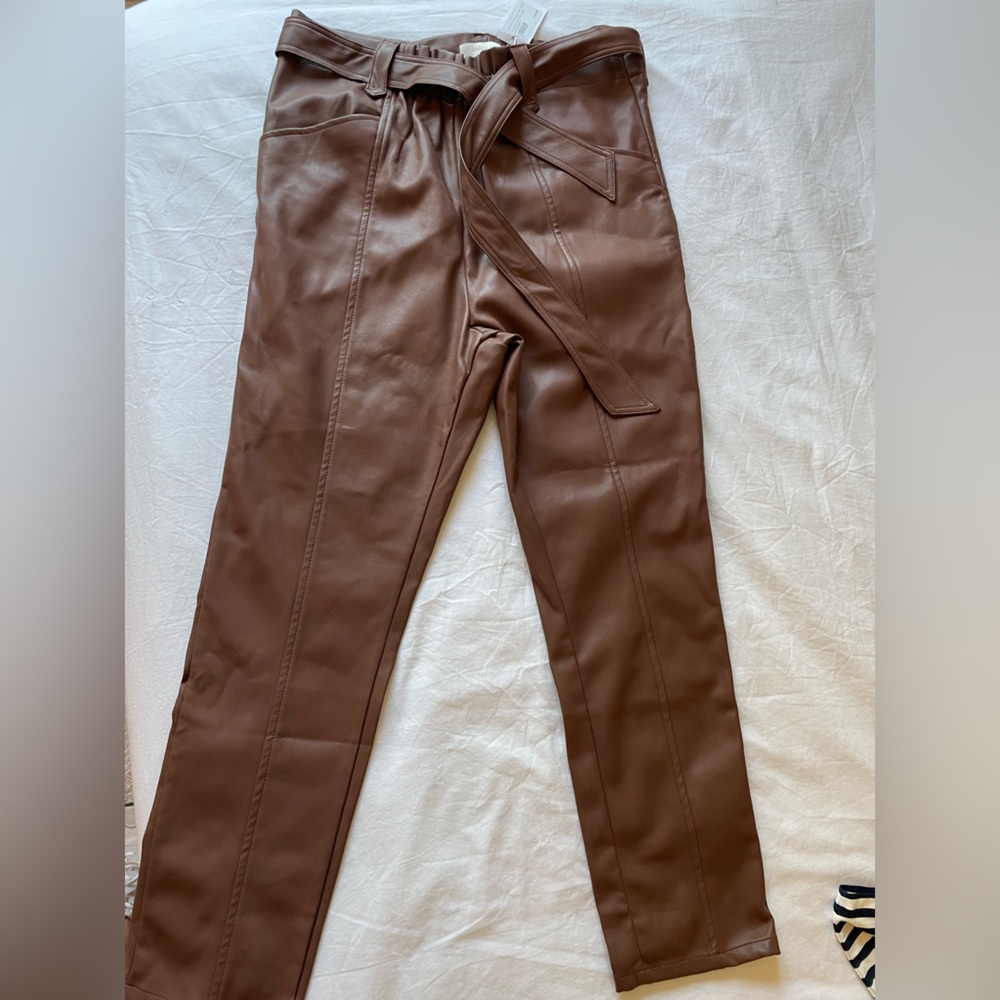 Faux leather ankle pants